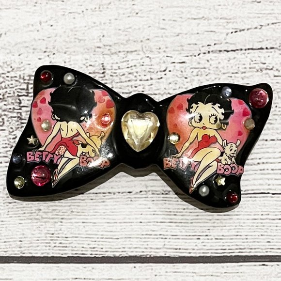 *SUPER RARE* BETTY BOOP 5" x 2" Jumbo Metal & Enamel Bow Barette Circa 1995 - Picture 1 of 3